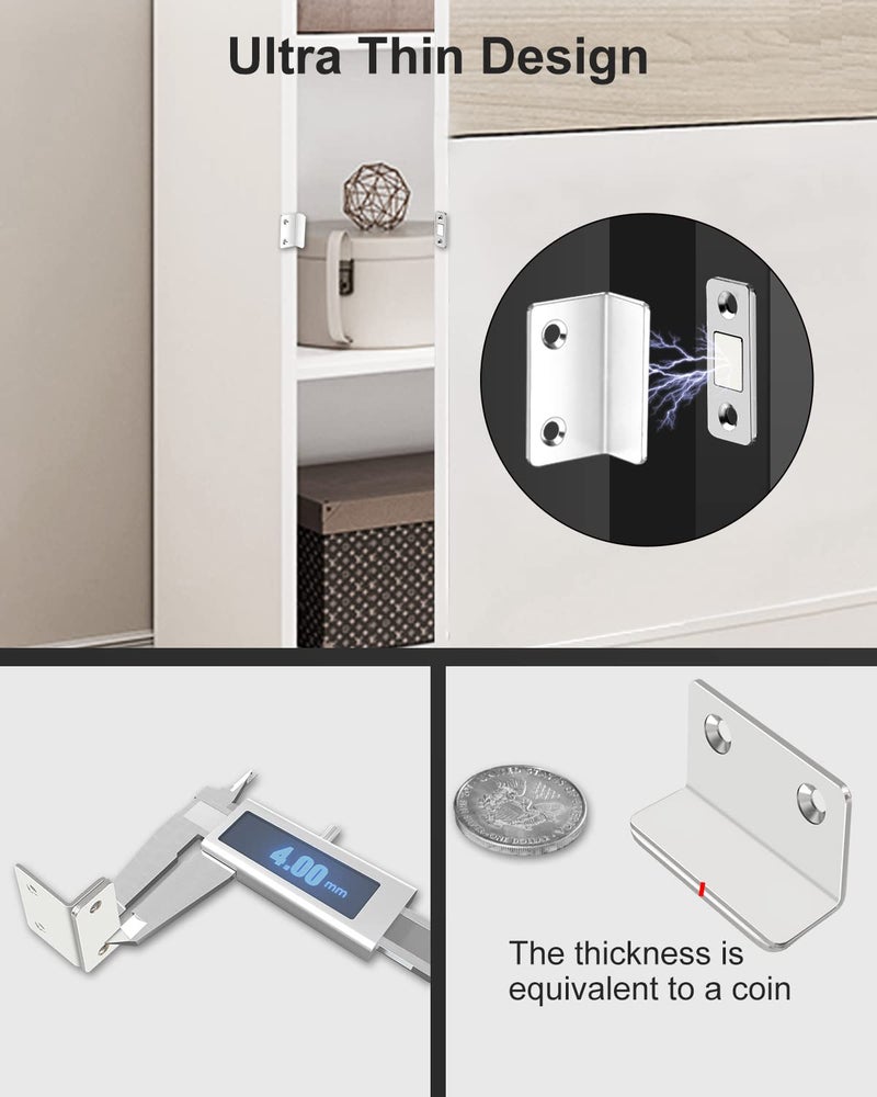 Jiayi Cabinet Magnetic Catch L-Shaped Jiayi 2 Pack Ultra Thin Cabinet Door Magnetic Catch for Drawer Magnets Adhesive Cabinet Latch Magnetic Closures for Kitchen Closet Door Closing Magnetic Catch Closer - Image 4